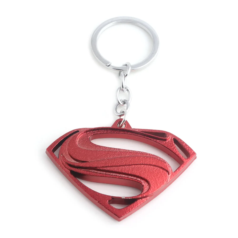Hot Movie Avengers Superman Red Logo Keychains Infinity War High Quality S Logo Metal Keyring For Women Men Jewelry Fashion Jewelry