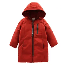 Girl Winter Clothes Hooded Thickening Cotton-padded Clothes Long Jackets Boys 10 Years Kids Outerwear New Year Costume For Boys