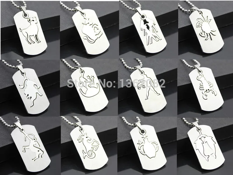 Jewelry Whole 12 Pcs Zodiac Dog Tag 2 In 1 Stainless Steel Jewelry Whole 12 Pcs Zodiac Dog Tag 2 In 1 Stainless Steel Constellation Pendant Necklace Lucky Gift Yn53 Pendants From Accessories On