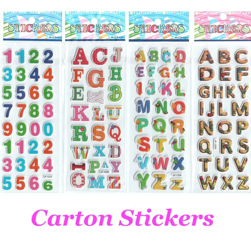 4pcs/lot Cartoon Stickers Letters and Numbers for Baby Boys and Girls