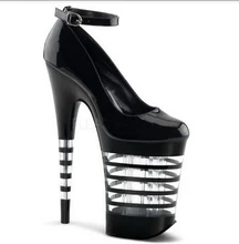 20 cm high heels appeal Paris fashion fashionable nightclub princess shoes Black paint bottom leather shoe heels