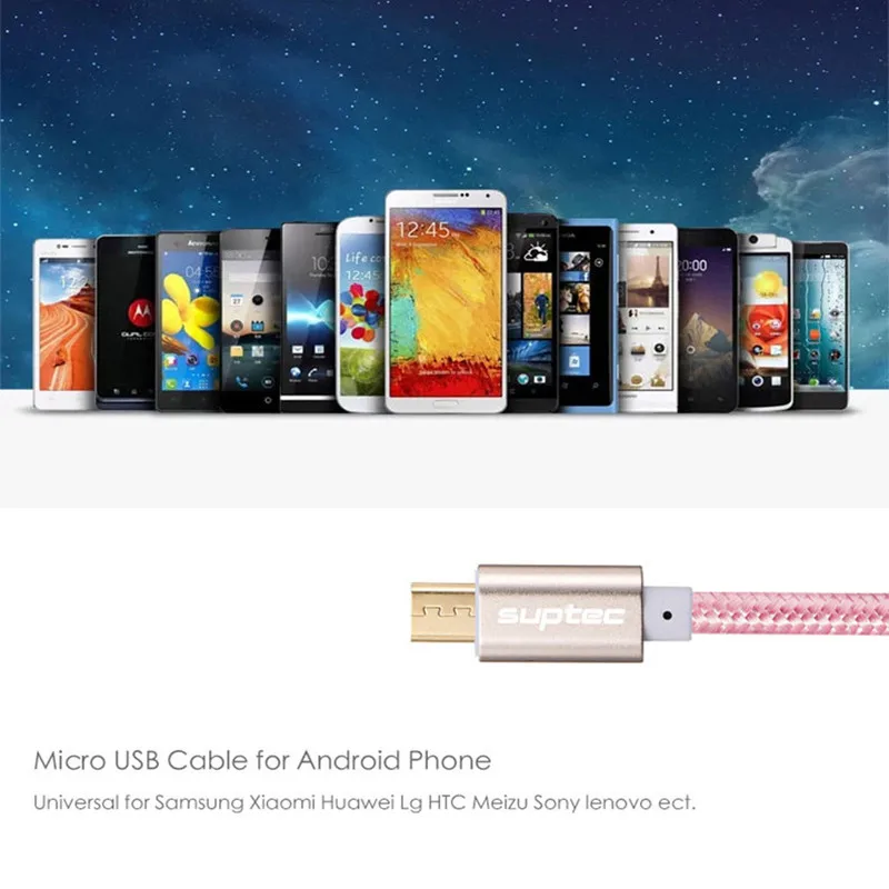 SUPTEC المصغّر usb 2.4A سريع كابل شحن سامسونج غالاكسي S7 S6 Xiaomi هواوي شاحن هاتف محمول يعمل بنظام تشغيل أندرويد بيانات الشحن متزامن