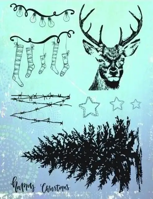 

Christmas Deer Transparent Clear Silicone Rubber Stamp Seal DIY Scrapbooking photo Album A0770
