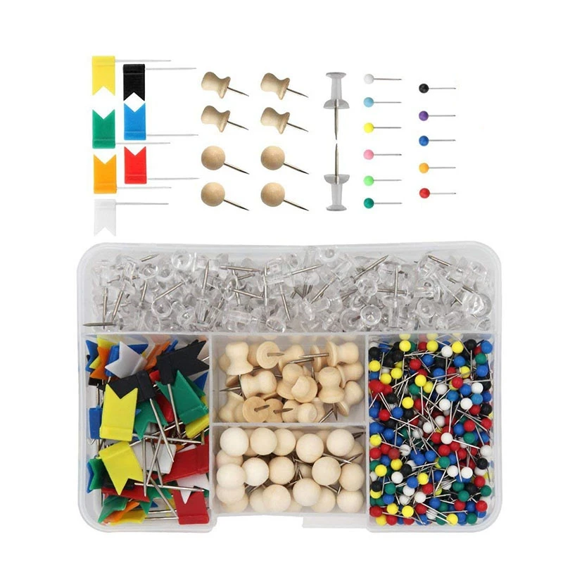 

700 Combination Box Practical and Decorative Map Tacks Marking Push Pins Set Students Officer Teacher Pack for Office,School,B