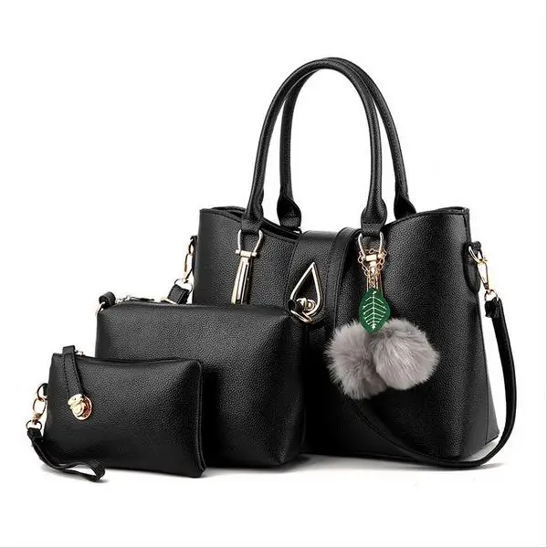 

Women Leather Handbags Famous Brand Top-Handle Bags 2018 Fashion Women Messenger Bags Handbag Set PU Leather Composite Bag