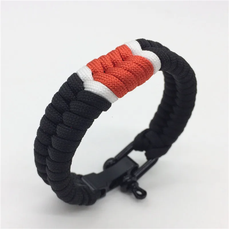 550 paracord браслет ручной работы пряжка из сплава для выживания Регулируемый бразильский jiu-jitsu черный браслет для выживания - Цвет: 24cm