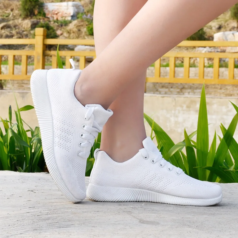 

2019 Brand New Fashion Running Shoes Breathable Cushioning Rubber Women Trainers Lace Up Flat Comfy Gym Sports Casual Shoes#ES