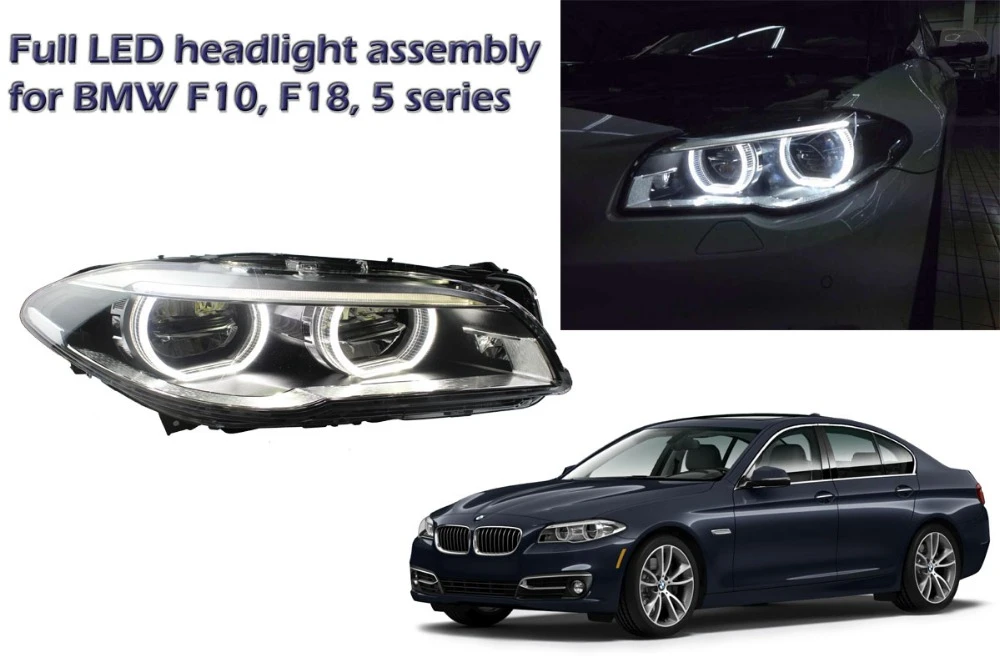 用bmw F10 F18 5シリーズフルledヘッドライトアセンブリでライトガイドled天使の目とledアイ眉用レトロフィットスタイリング Assembly Assembling Led Lights Aliexpress