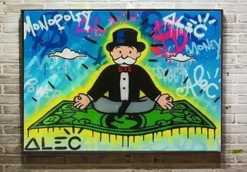

free shippiing Pop artist Painting Richie Rich Graffiti money poster hand painted no frame T-322