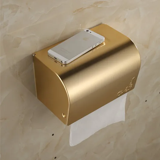 

Golden Champagne bathroom paper box holder Space aluminum gold paper holder tissue box bathroom hardware accessories