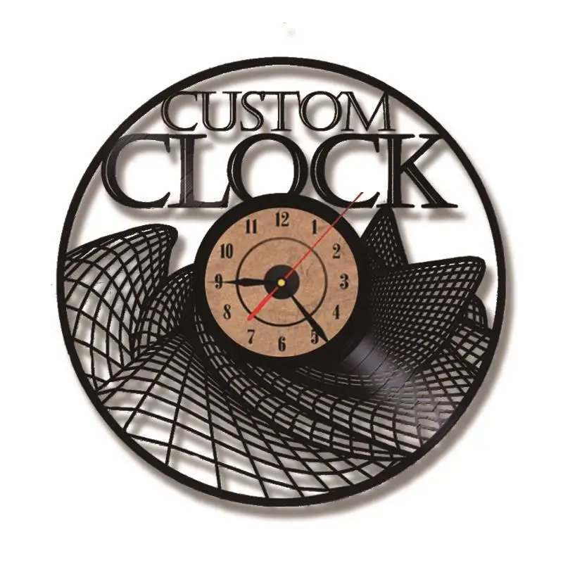Tanie Czarny okrągły Griding zegar muzyczny cd Hollow Vintage i kreatywny styl wiszący zegar ścienny led wystrój pokoju moda zegar ścienny