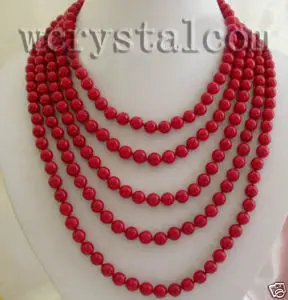 

Long 100" Genuine Red Coral 6mm Necklace