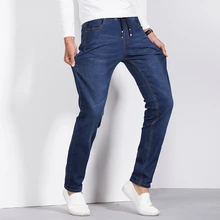 jeans men 2016 winter new casual slim fit denim jeans straight stretch cotton elastic waist pants