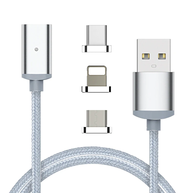 

3 in 1 Magnetic Cable Micro USB Type C USB-C Data Charge Fast Charging Adapter for Samsung Note8 S8 Plus For iPhone X 6 7 8 Plus
