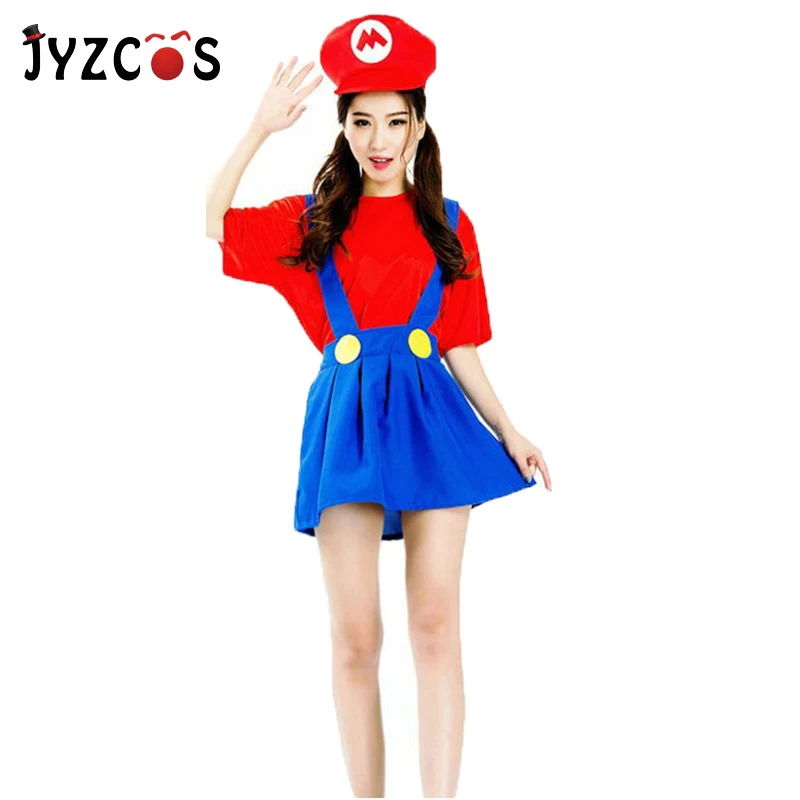 

JYZCOS Halloween Super Mario Costume for Women Anime Cosplay Costumes Purim Christmas Party Fancy Dress