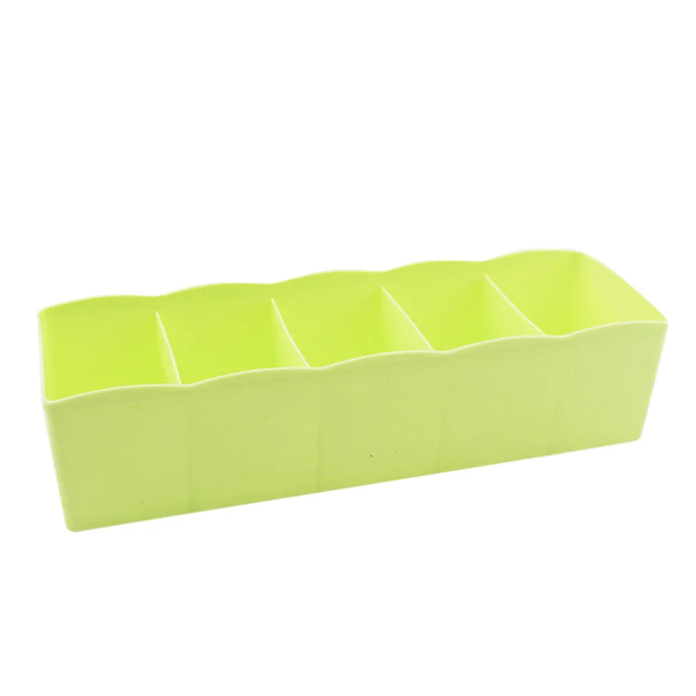 

5 Cells Plastic Organizer Storage Box Tie Bra Socks Drawer Cosmetic Divider Tidy High Quality Housekeeping Container Organizers