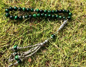 

Free shipping 100% Natural 33 Tiger Eye green Islmic prayer beads Rosary Muslim gift Masbaha misbaha Tasbih tesbih tespih