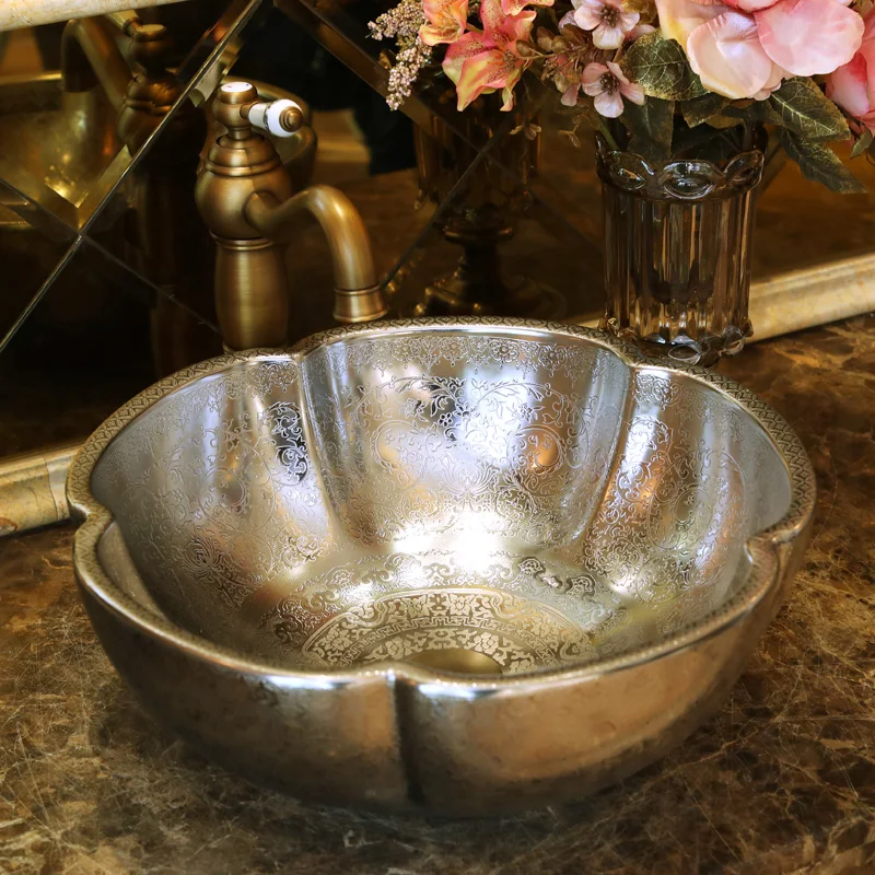 Jingdezhen factory directly art hand painted ceramic foot wash sink