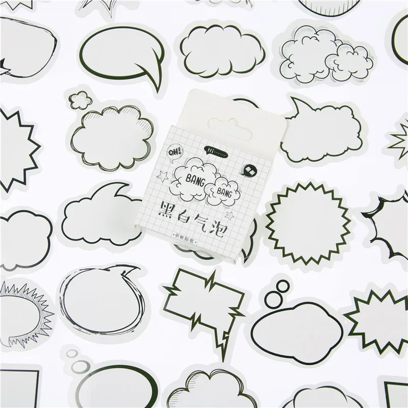 

45PCS/box Creative Dialog Box Album Paper Lable Stickers Crafts And Scrapbooking Decorative Lifelog Sticker Cute Stationery