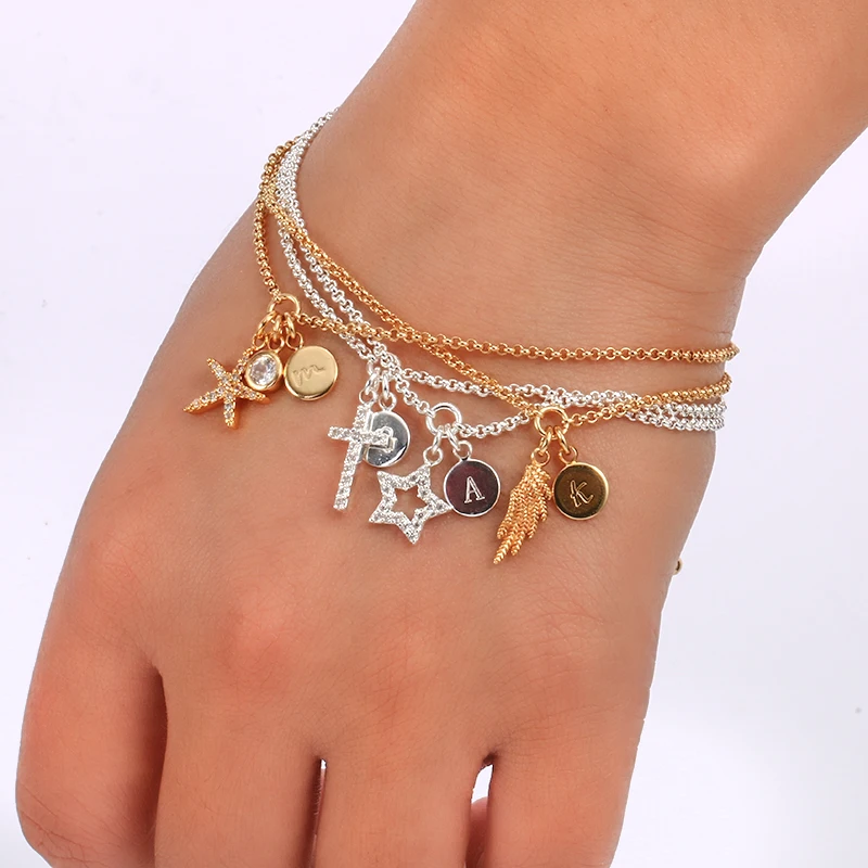 

Duoying Tiny Initial Letter Bracelet A-Z Rhinestone Star Cross Wings Seastar Round Bead Chain Bracelet Etsy Wholesale
