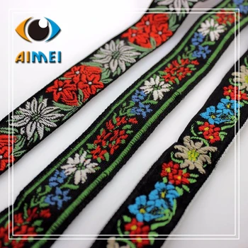 

Spot mesh black flowers decorative ribbon national wind curtain clothing decorative accessories accessories