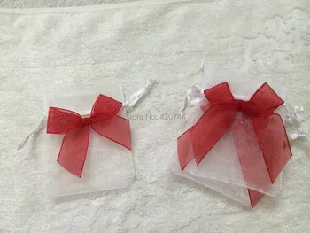 

100Pcs/Lot 90*70mm White Organza Wedding Gift Bags Drawstring Pouches