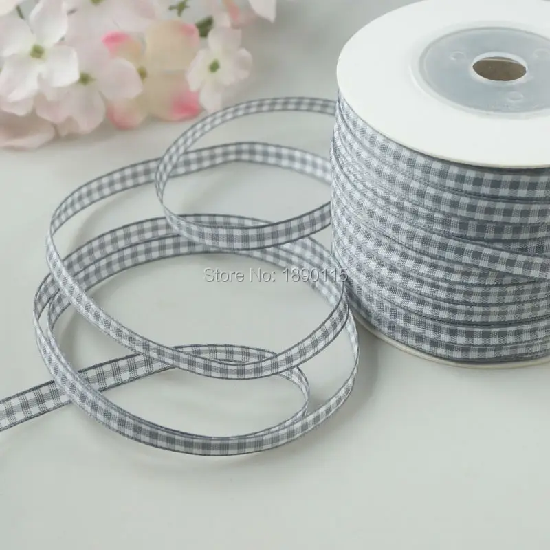 TALA 100meters roll 1 4 font b Tartan b font Plaid Ribbon Polyester Scottish Ribbons Grey