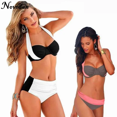 

2017 New Sexy Super Push Up Halter High Waist Bikini Plus Size Swimsuit Swimwear Swimming Suit For Women Bikini