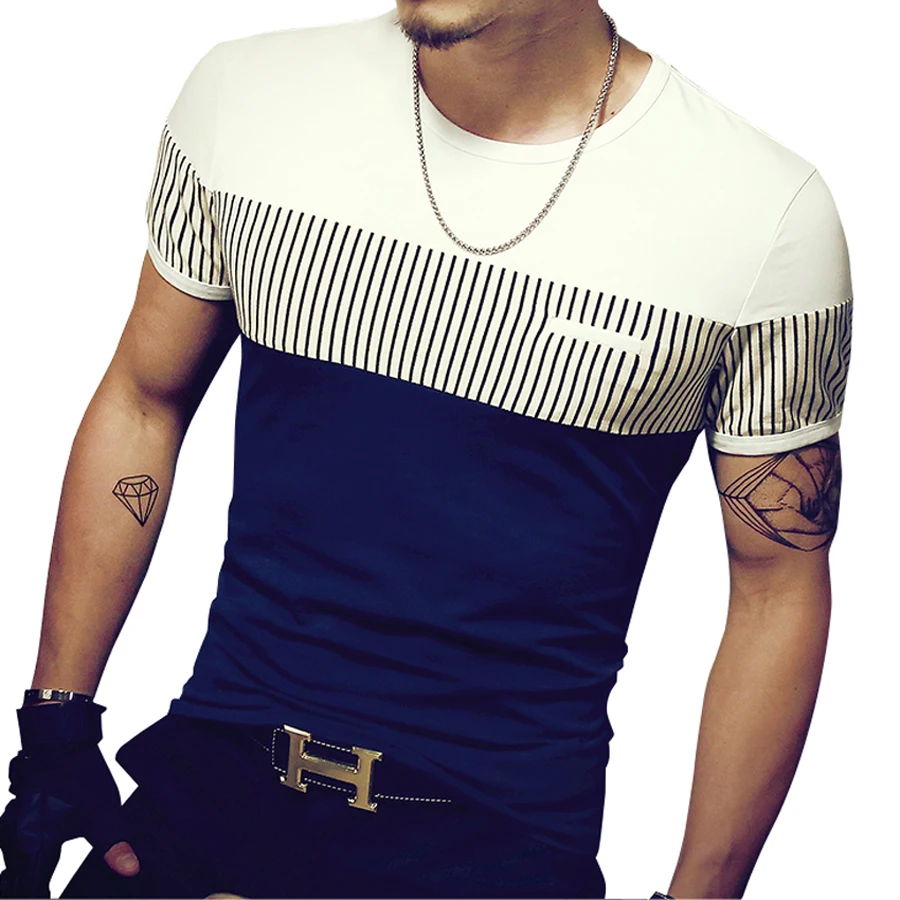 Men's T Shirt - Long Sleeve Leopard Splice Leather Motorcycle Tee Shirt ...