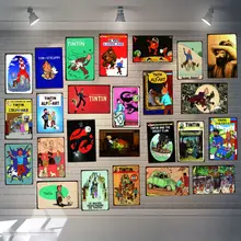 Tintin мультфильм жестяная вывеска металлическая пластина железная живопись детская комната настенный бар кофе домашнее искусство Ремесло Декор 30X20 см DU-2524