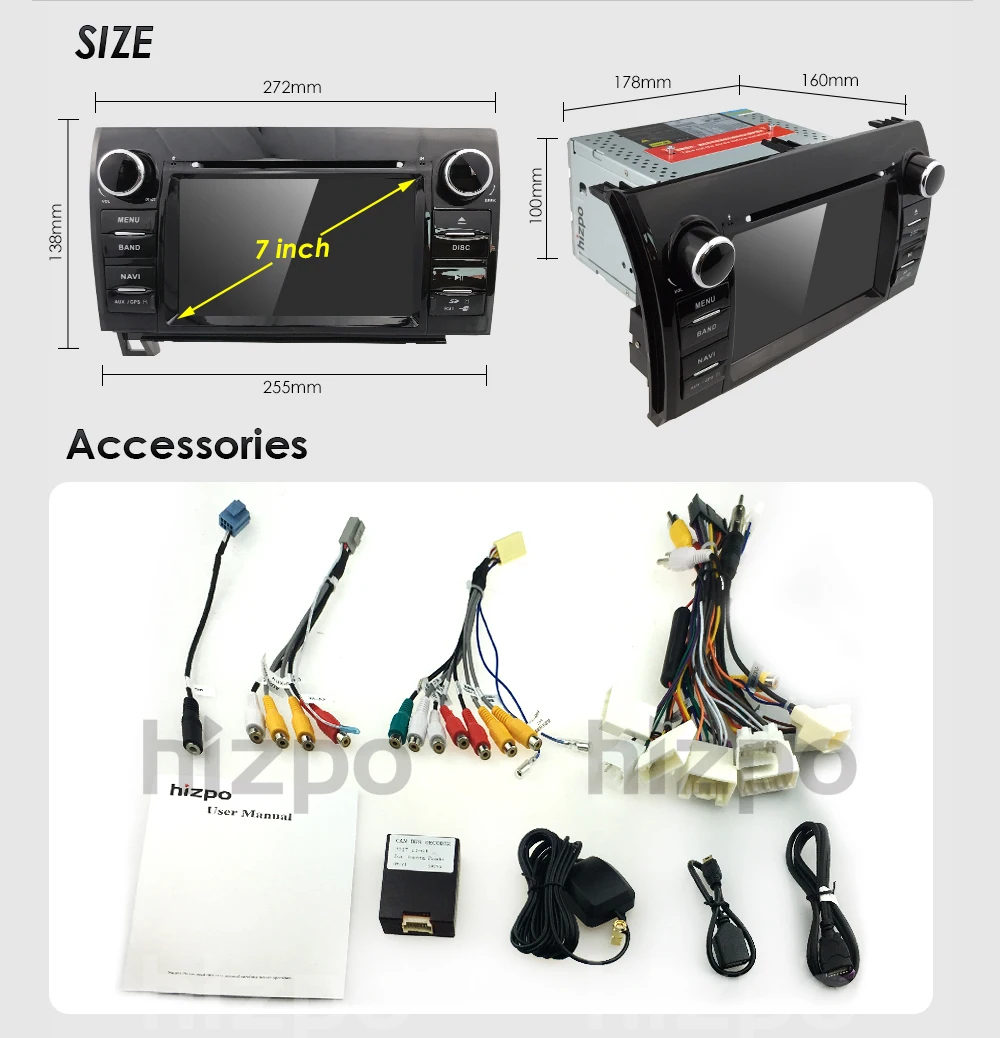 Discount 2 din Touch Screen Car Radio Stereo for Toyota Tundra Sequoia 7 Inch 800*480 HD Radio RDS AM/FM 3G SWC IPOD CANBUS SD USB BT MAP 22