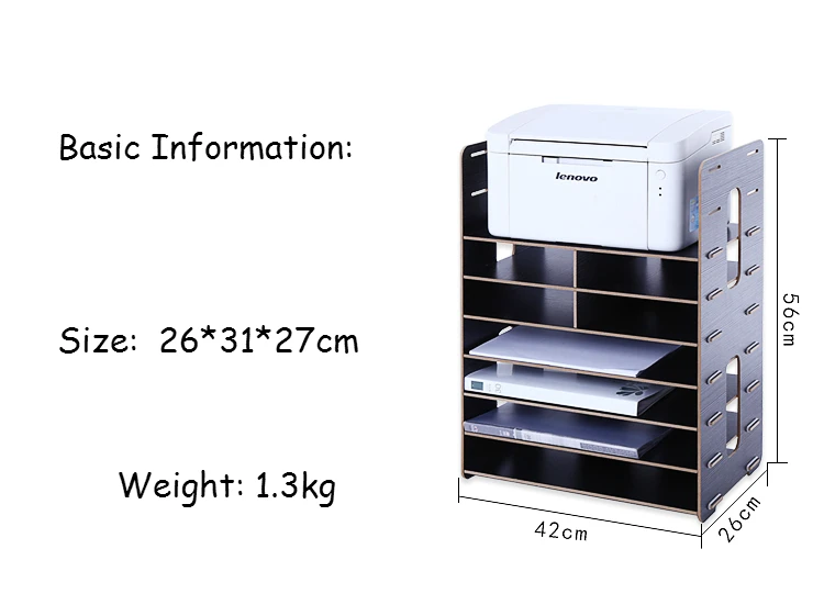 Многофункциональная деревянная стойка для файлов, держатель для файлов, утолщенная полка, лотки для документов, многослойная настольная стойка для принтера, офисные принадлежности