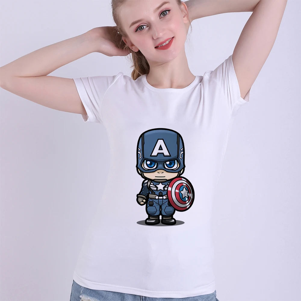 

Super Hero Cartoon Marvel Avengers 4 Iron Man T Shirt Modal Women Summer White T-shirt Fashion Lady Tshirt Casual Streetwear
