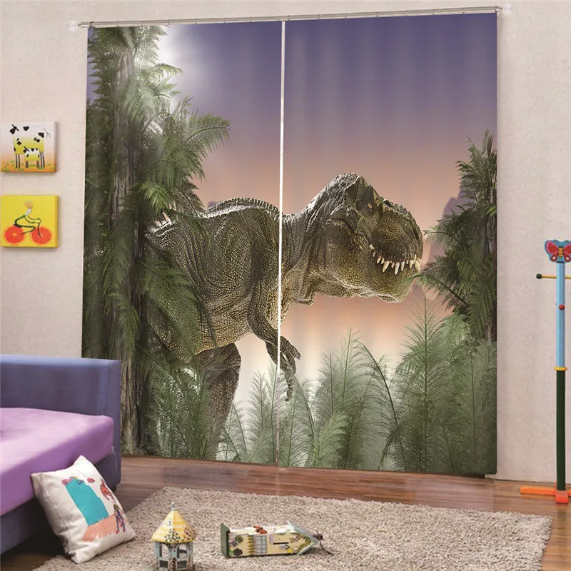 3D Digital Print Dinosaur Curtain window living room jacquard fabrics luxury semi-blackout curtains panel living room M15