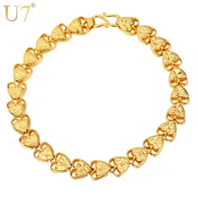 U7 День Святого Валентина Любовь тебя сердце браслеты для женщин подарок золото/серебро Цвет влюбленных ювелирные изделия браслет H799