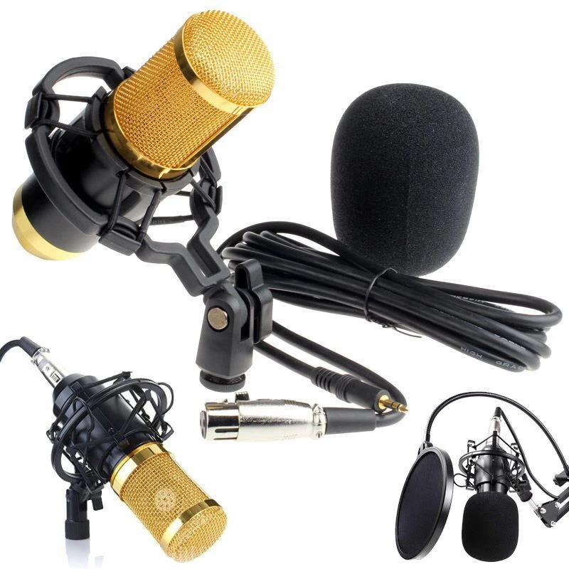 Professional BM-800 Condenser Microphone Studio Sound Recording Dynamic With MIC Shock Mount for Computer KTV 3 Color Professional BM-800 Condenser Microphone Studio Sound Recording Dynamic With MIC Shock Mount for Computer KTV 3 Color