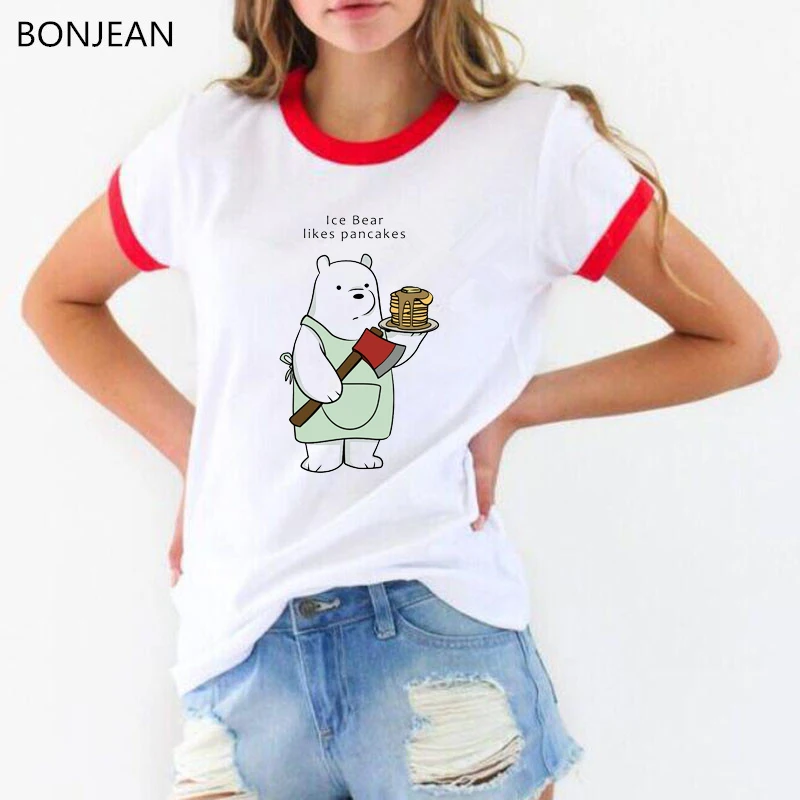 Лето, женская футболка с надписью «we bare bears», забавные женские футболки 90s roupas, футболка tumblr harajuku kawaii, белая женская футболка