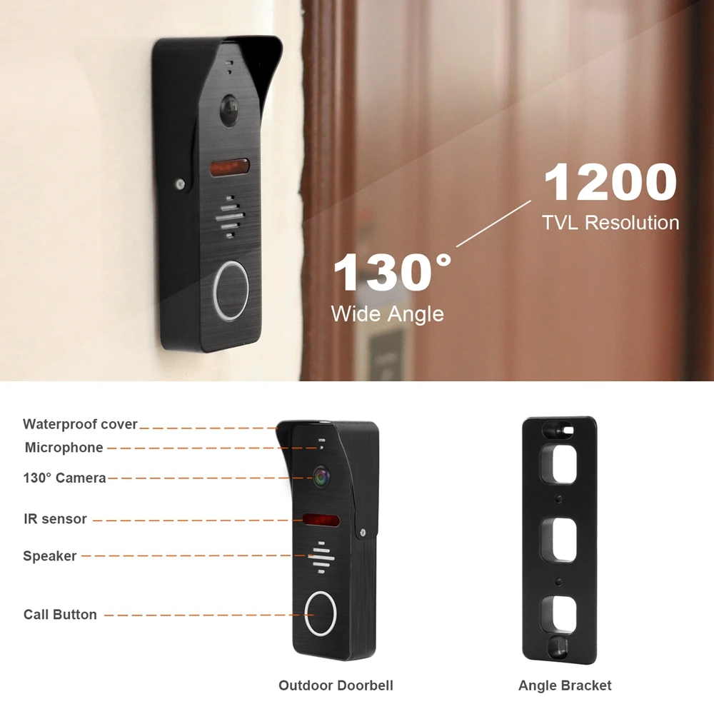  7 inch Video Door Phone Built-in power supply Intercom Doorbell with IR CCTV Camera and Electronic  - 4.00008E+12