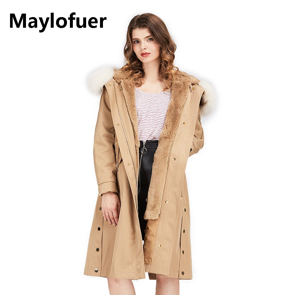 Maylofuer Новое поступление настоящая меховая парка Женское пальто из натурального