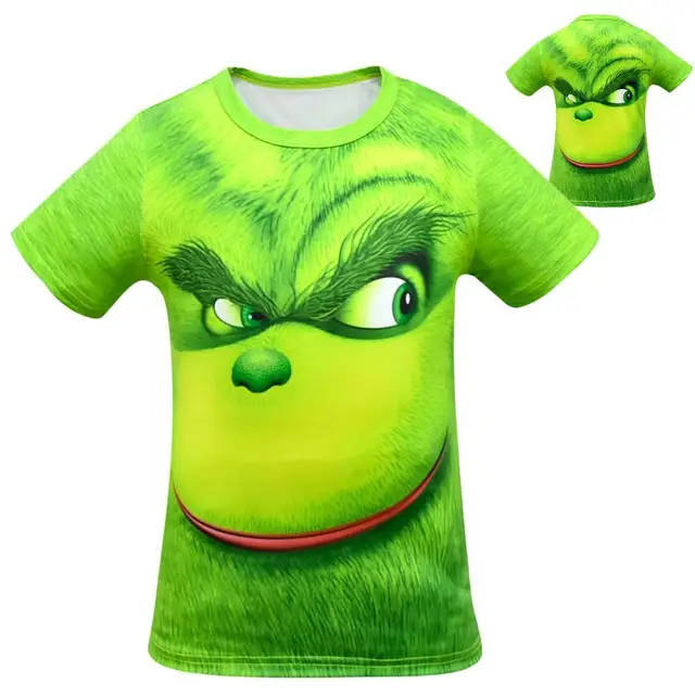 Girls Spring Summer T Shirt The Grinch Print Red Tops Shirts Children