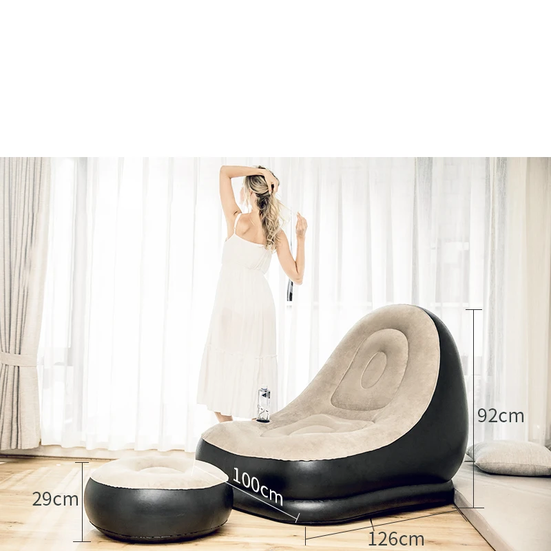Fashion PVC Folding Portable Inflatable Sofa Self Bean Bag Chair Portable Outdoor Garden Sofa Living Room Furniture Corner Sofa