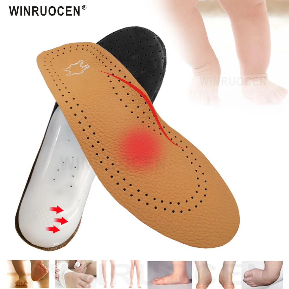 

child High quality Leather Orthopedic Insoles Sports insoles Shock Absorption Arch Support Running Shoe Pads Breathable Insole