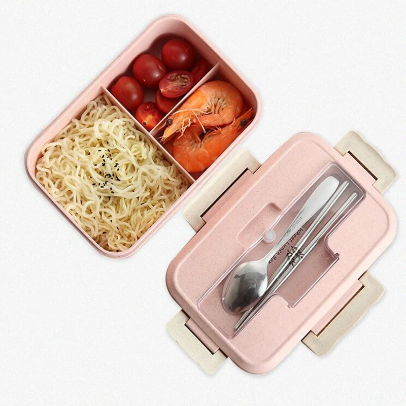 Japanese Style Wheat Straw Bento Lunch Boxes Portable Kids School