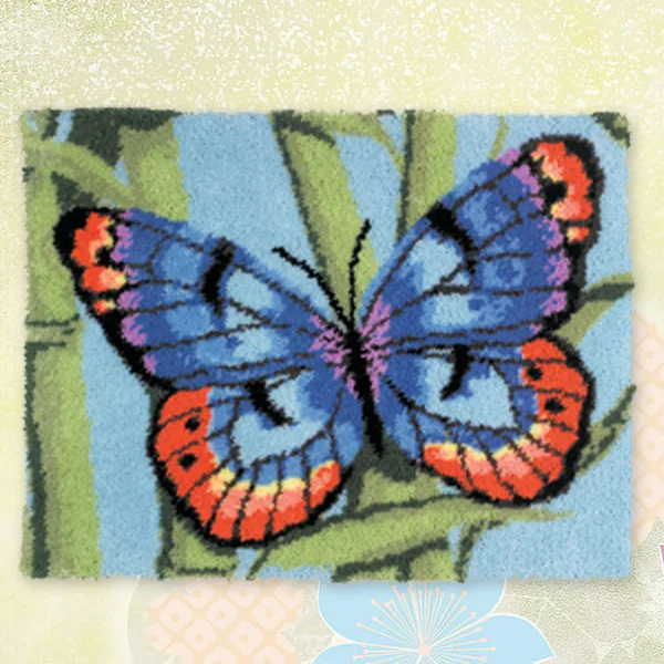 

JCS ZD045 butterfly Hook Rug Kit DIY Mat Needlework Kit Unfinished Crocheting Rug Yarn MAT Embroidery Carpet