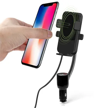 

Universal Navigation Mobile Phone Bracket Cigarette Lighter Dual USB Intelligent Fast Charging QI Vehicle Wireless Charging