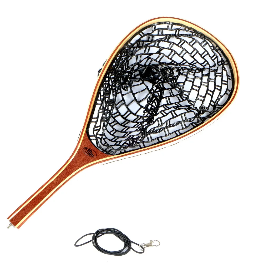 SF Wood Fly Fishing Trout Landing Black Rubber Mesh Catch and Release