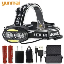 Yunmai головной светильник 1000 люмен налобный фонарь 4* T6+ 2* COB+ 2* красный светодиодный налобный фонарь вспышка светильник фонарь Lanterna головной светильник для кемпинга поиск