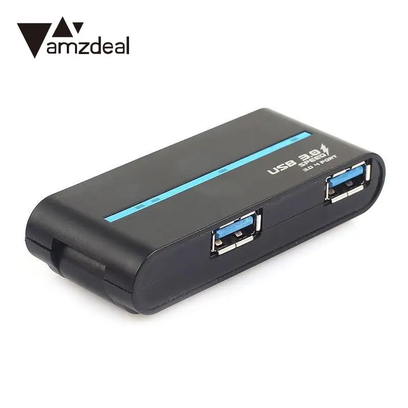 Amzdeal Пластик внешний концентратор Портативный высокое Скорость 4 Порты USB 3.0/2.0 внешний адаптер для портативных ПК