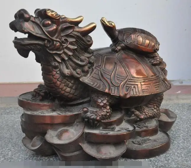 

song voge gem S6459 Chinese FengShui Bronze Wealth YuanBao Money Dragon tortoise Turtle lucky Statue