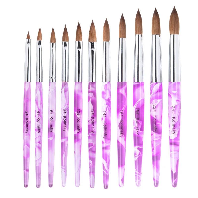 

12Pcs/set Size 2-24 100% Kolinsky Sable Acrylic Nail Art Brush Detachable Pen Nail Art Manicure Tool Wholesaler Supplier